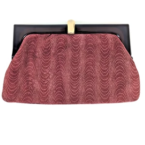 Vintage italienische Leder Wildleder Mauve Rosa Clutch Handtasche Lucite Griff Gold Verschluss - Bild 1 von 18
