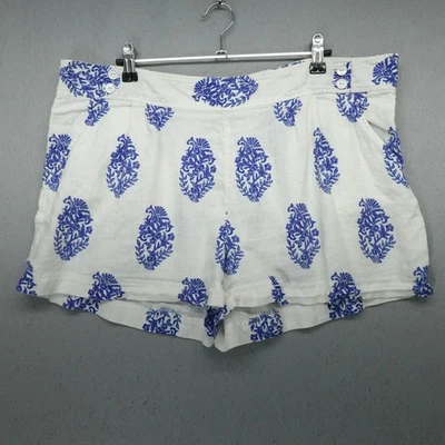 Pantalones Cortos Vineyard Vines Mujer 16 Blanco Azul Lino Estampado Floral Informales Verano Foto 1 de 4