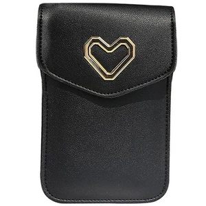 Girl'S Shoulder Cell Phone Bag Simple Heart Shaped Crossbody Bag Pu Female4024 - Picture 1 of 7