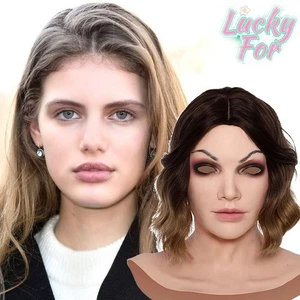 Realistische Weibliche Silikon Kopfmaske Gesichtsmaske Für Crossdresser Frauen - Bild 1 von 37