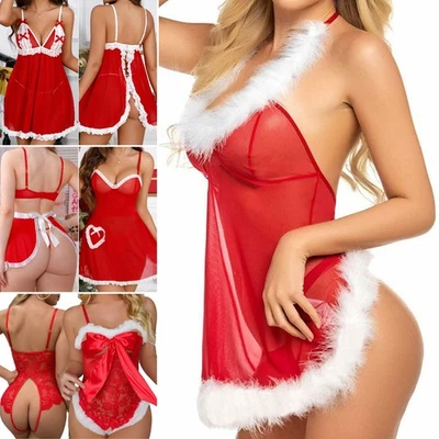 Women's Sexy-Lingerie Babydoll G-string Sleepwear Underwear Lace Dress Nightwear - Image 1 of 2