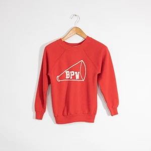 Vintage 80s Cheerleading Sweatshirt Girls Large - Cheer Raglan Red School USA - Picture 1 of 5