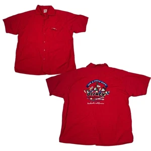 Disney Studios VTG Y2K Embroidered Mickey Mouse Short Sleeve Casual Shirt Red Lg - Picture 1 of 8
