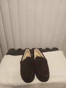 Land's End Men's Brown Suede Slip On Slippers Size 9 - Picture 1 of 5