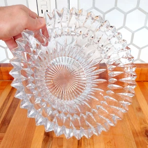 De colección Cuenco de Vidrio Transparente Pesado Vieira Corte Cristal Grande Frutero Centro de Mesa 10" - Imagen 1 de 7