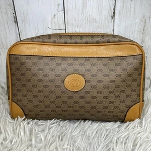 GUCCI Canvas Leather Clutch Bag Brown Khaki Guccissima 014890194 Made in Italy - Picture 1 of 24