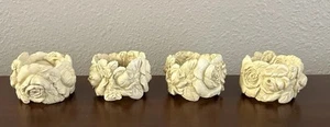 Set of 4 Beige Carved Roses Floral Napkin Rings READ MORE - Picture 1 of 12