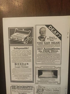 Barredora de alfombras Bissell 1917, cortadora eléctrica ideal revista vintage anuncios bonitas imágenes - Imagen 1 de 7