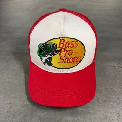 Gorra de camionero vintage Bass Pro Shops Snapback juvenil roja blanca con logotipo de pesca Foto 1 de 4