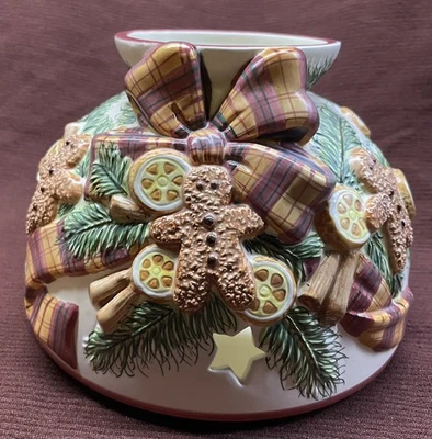 Yankee Candle Gingerbread Men Large Jar Topper Lamp Shade Christmas Holiday Vtg - Image 1 of 4