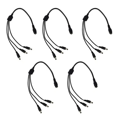 5Pcs 1:3 DC Power Splitter Cable Cord 1 Female to 3 Male 5.5x2.1mm 12V Port Kit - Image 1 of 4