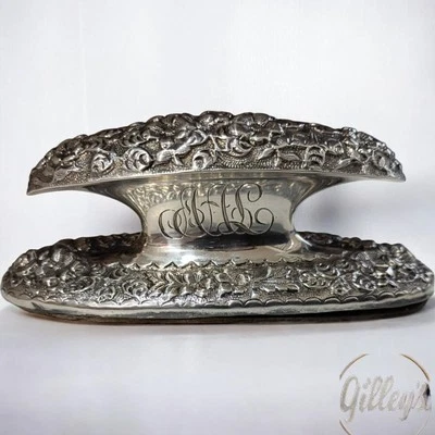 古董纯银 925 签名 Gorham Repousse Vanity 指甲缓冲器传家宝 — 第 1/4 张图片