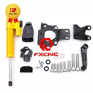 CNC Steering Damper Stabilizer Mounting Kit Holder For Z650 2017 2018 Black&Gold - Picture 1 of 15
