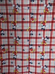 DISNEY Mickey Mouse "Mickey on Woven Plaid" Cotton Fabric 1 Y By 40"W RARE! - Picture 1 of 8