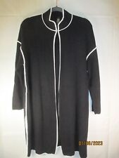Marla Wynne Black with White Piping Long Sweater Cardigan B5 - Size M