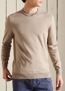 Superdry Hombre Jersey De Algodón Vintage Cuello Redondo Tejido Suéter Avena Marl - Imagen 1 de 3