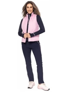 Nuevo con etiquetas Pantalones de golf Golftini al tobillo Azul marino-rosa-rosa Rayas laterales $136 Talla L - Imagen 1 de 7
