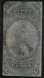 US Scott Rb8a, Violet Paper, Revenue, Proprietary, 50 Cent,1871, Used, NG, F/VF - Picture 1 of 1