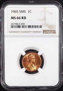 1965 SMS Lincoln Cent certified MS 66 RD by NGC! sku 63-030 - Picture 1 of 4