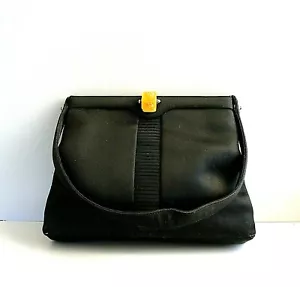 BORSA CLUTCH GUCCI AUTENTICA VINTAGE POCHETTE HAND BAG BLACK SATIN GALA'EPOCA 50 - Foto 1 di 12