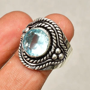 Green Amethyst Gemstone 925 Sterling Silver Handmade Jewelry Ring 8 - Picture 1 of 6