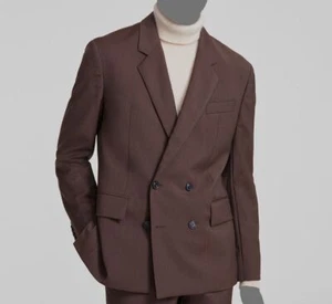 Hugo Boss Men's Brown Modern-Fit Double-Breasted Suit Separate Jacket Size 42L - Picture 1 of 3