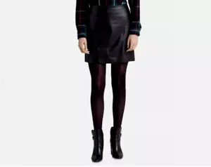 Lauren Ralph Lauren Black Label 100% Lamb Leather Lined Black Skirt Size 16 $345 - Picture 1 of 4