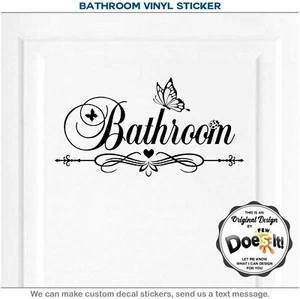 Bathroom Restroom Toilet Door Sign Art Vinyl Home Decor Wall Sticker Decal 151M - Picture 1 of 9