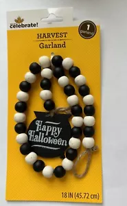 Ghirlanda di perle in legno 18" Happy Halloween caldron ciondolo vassoio a strati decorazione casa - Foto 1 di 1