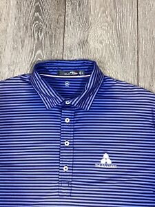 RLX Ralph Lauren Polo Shirt Short Sleeve Golf L Blue Stripe Wicking Men’s