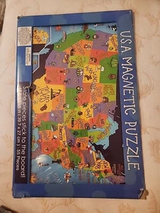 Mappa magnetica USA puzzle 55 pezzi con tavola 15,6" x 10,6" cartone animato colorato - Foto 1 di 2