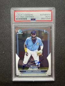 JUNIOR CAMINERO SIGNED 2023 Bowman Chrome 1st Autograph Auto Rays PSA/DNA SLAB - Picture 1 of 2