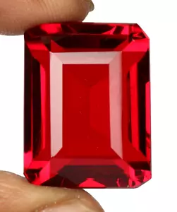 AAA+ 87.30 Ct. Mozambique Red Ruby Emerald Cut Facet Loose Gemstone @Women Gift - Picture 1 of 6