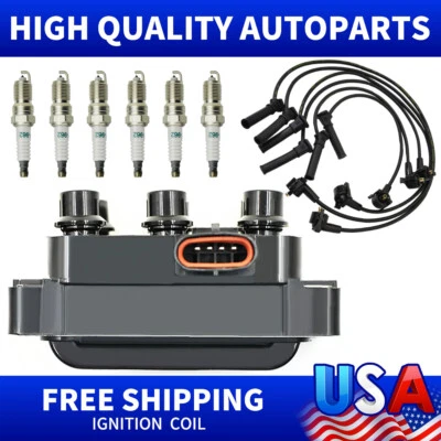 Ignition Coil & 6 Spark plug & 6 wire For Ford Mazda Explorer Spark V6 OE# FD480 - Image 1 of 4