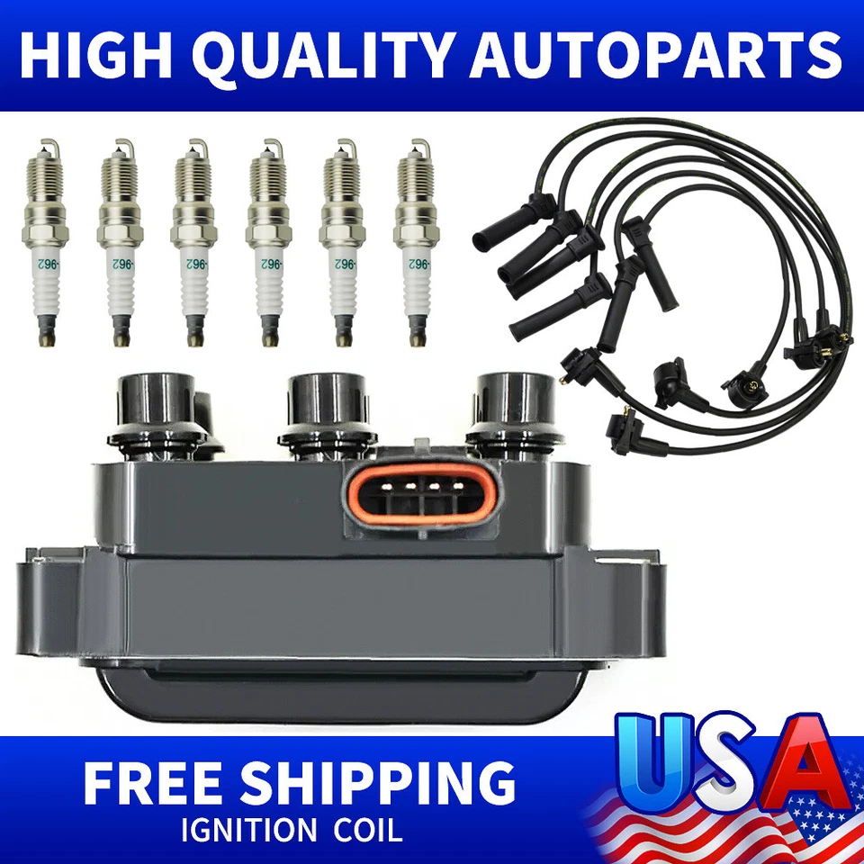 Ignition Coil & 6 Spark plug & 6 wire For Ford Mazda Explorer Spark V6 OE# FD480 - Image 1 of 4
