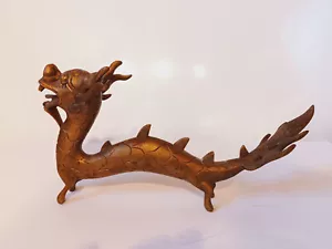 Antike Messing/Bronze Drachen Statue Skulptur, 5,75"x10,75" - Bild 1 von 14