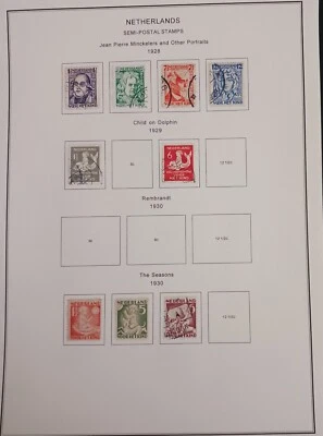 NETHERLANDS - 1928 - 1930 - LOT OF STAMPS ON ALBUM PAGE - USED & MH - Image 1 of 4