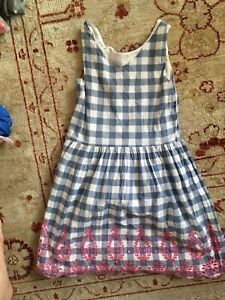 Gap GapKids Girls Size L 10 Dress Cotton Blue and White check pink embroidered