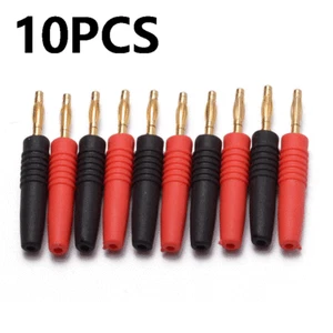 10X 4mm Wire Cord Solder Type Male Banana Plug Jack Connector Gold Plated - Picture 1 of 4