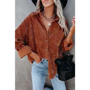 CORDUROY SHACKET JACKET COFFEE BROWN SIZE SMALL BY UNISHE-CLEARANCE!!! - Picture 1 of 3