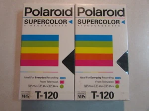 POLAROID SUPERCOLOR VHS NTSC VIDEOKASSETTEN 2ER SET T-120 BRANDNEU VERSIEGELT OVP - Bild 1 von 4
