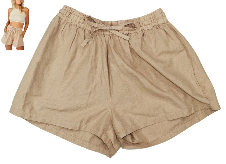 Pantalones cortos de algodón: con cordón cintura elástica para mujer talla 2 nuevos con etiquetas naturales Foto 1 de 1