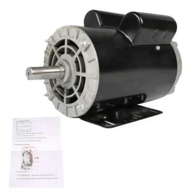 7/8" 5HP Single Phase Electric Air Compressor Duty Motor 60Hz Shaft 3450 RPM - Image 1 of 4