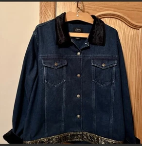 AGAPO Vintage 90's Denim Jean Jacket with Design - Woman’s - XL Size - Picture 1 of 10