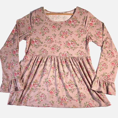 Romantic Cottagecore Top Womens XL Mauve Babydoll Fairy Soft Girl Doublju - Image 1 of 4
