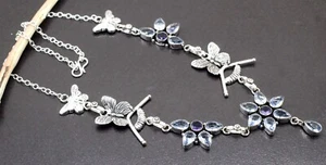 Apatite Gemstone 925 Sterling Silver Handmade Jewelry Necklace Size-17-18 - Picture 1 of 7