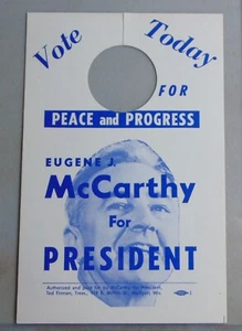 Eugene McCarthy 1968 door hanger paper campaign political - Picture 1 of 2