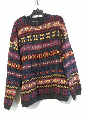 Structure Size L Ramie Cotton Blue Gray Orange Yellow Red Black Men Sweater - Image 1 of 4