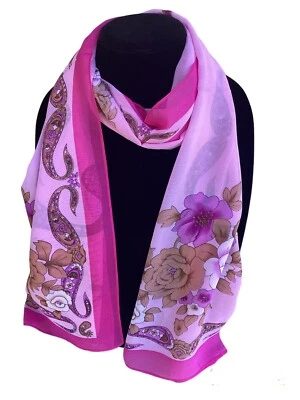 Шелковый шарф пленительная смесь розового и фиолетового - Изображение 1 из 4