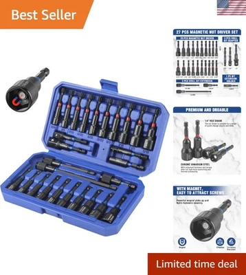 Versatile 27-Piece Magnetic Nut Driver Set with Color-Coded SAE & Metric Drivers - Image 1 of 4